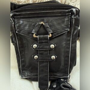 PUNKRAVE Black 40% Leather Leg Concert  Bag